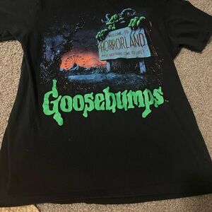 Black Goosebumps Short Sleeve Tee with Spooky Graphic